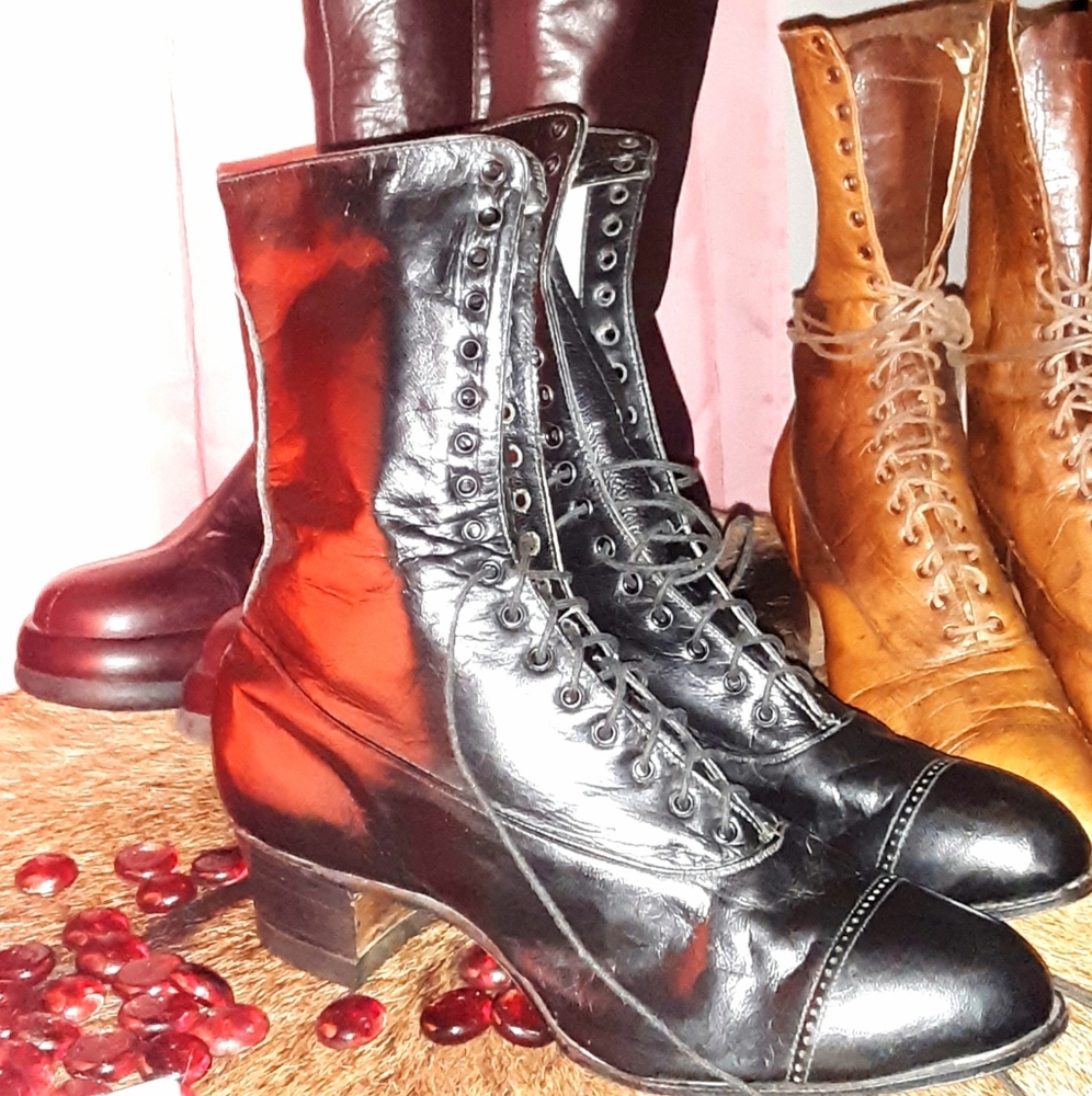 Victorian black leather boot -  THE DAWN BOOT